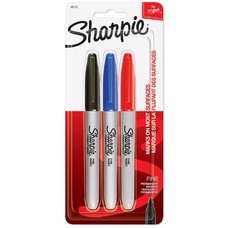 Marcador permanente Sharpie fino c/ 3 - Preto, Azul e Vermelho