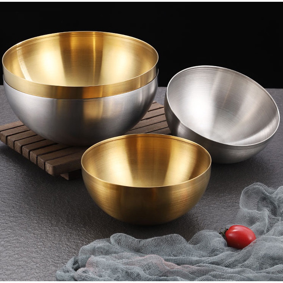 Tigela Bowl Aço Inox Dourado ou Prata - 15cm ou 20cm - Bacia Multiuso Cozinha