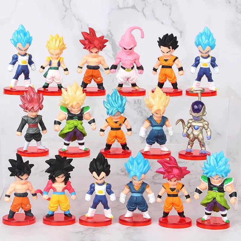 Kit 16 Bonecos Dragon Ball Z Gt Goku Vegeta Majin Boo Gohan