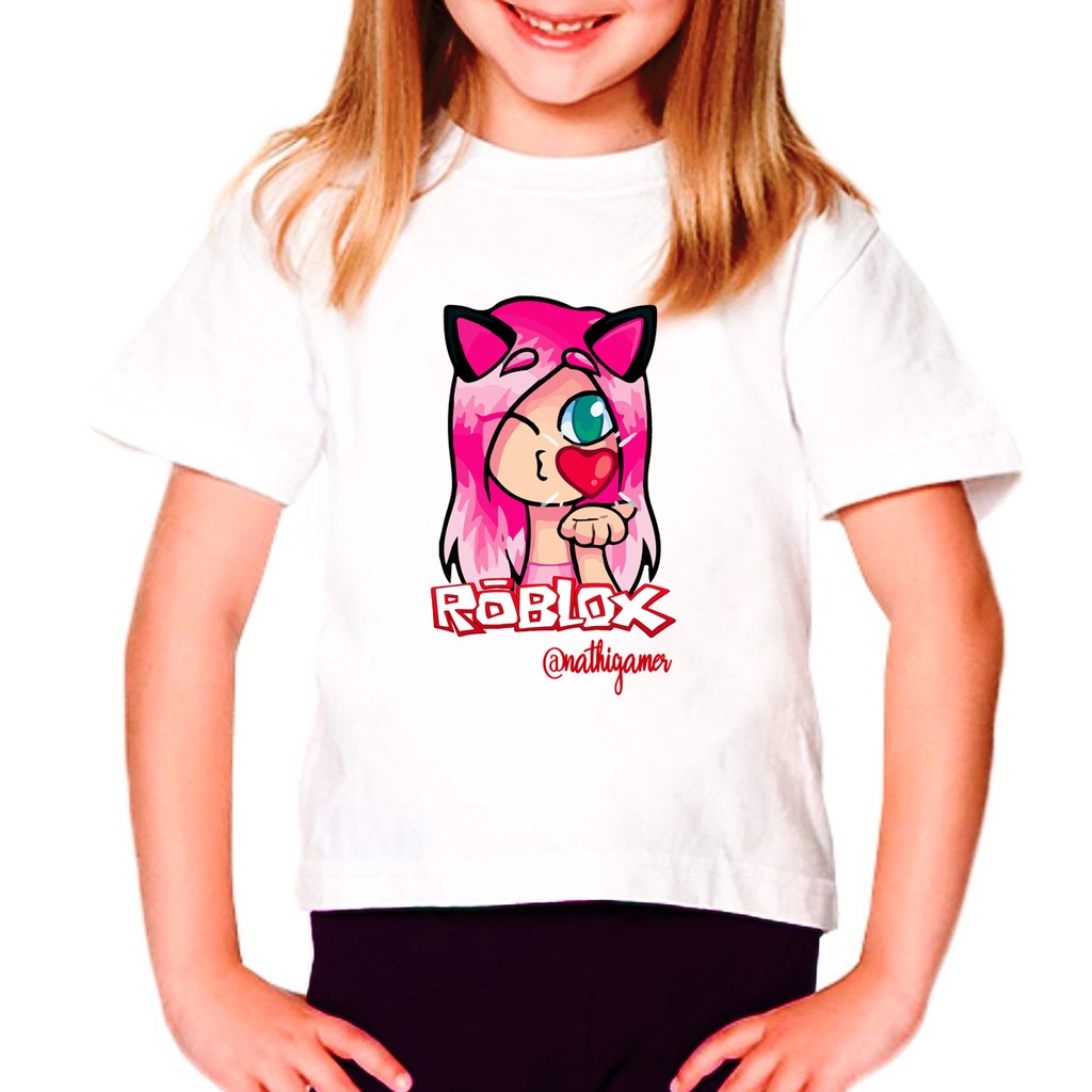 Camiseta blusa preta infantil menina roblox vitoria mineblox