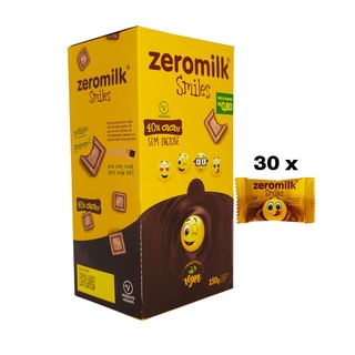 Chocolate Vegano Sem Lactose Smile 40% Cacau Zeromilk Caixa com 30 unidades de 5g cada (SEGURO PARA APLV)