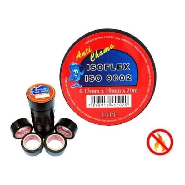 Fita Isolante Anti Chama Isoflex 19mm X 10m Pacote Com 10un