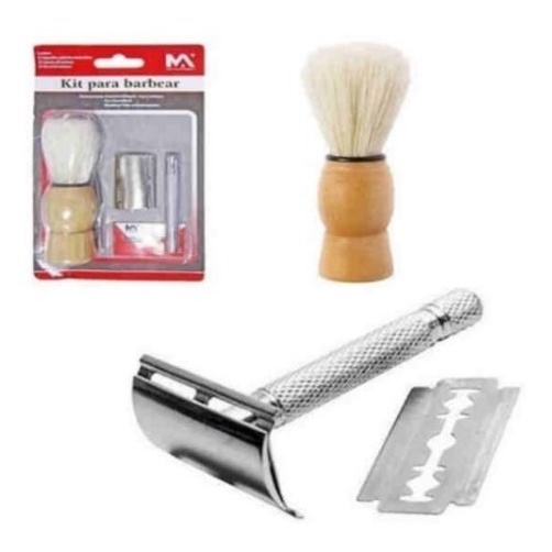 Kit Aparelho De Barbeador Metal Estojo Inox Max-14040- 3 Conjunto