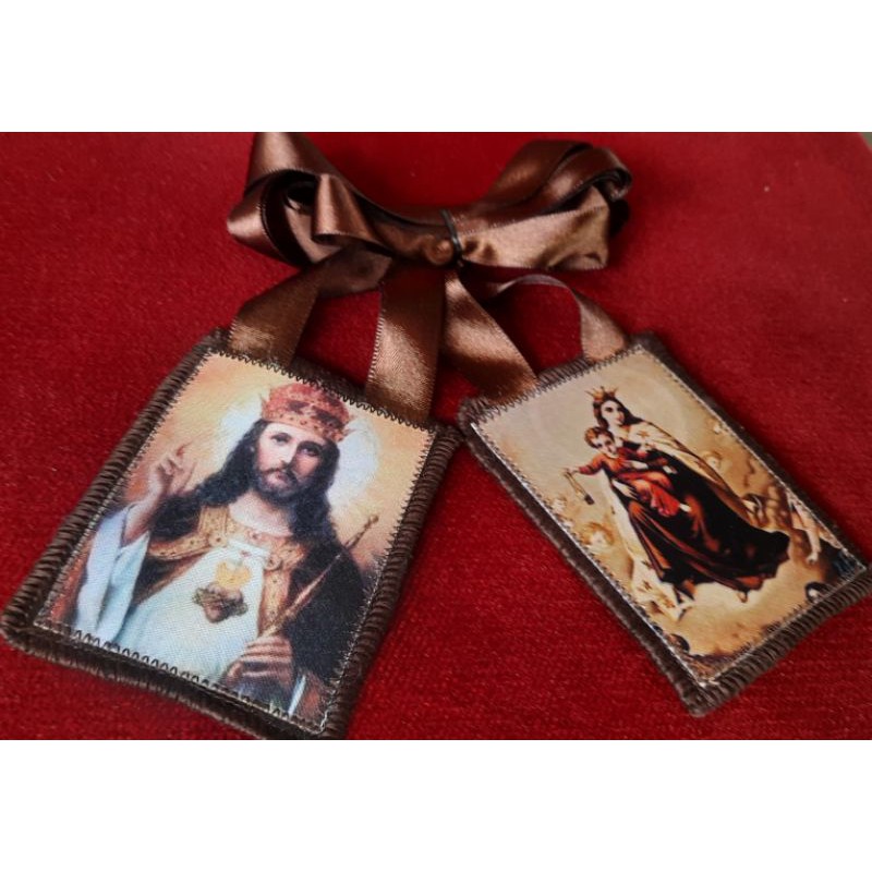 Escapulario Nossa Senhora do Carmo tecido/pano/lã 9x6cm Shopee Brasil