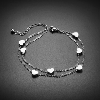 Tornozeleira Feminina De Corrente Com Coração Com Contas De Aço Inoxidável em Oferta na Shopee