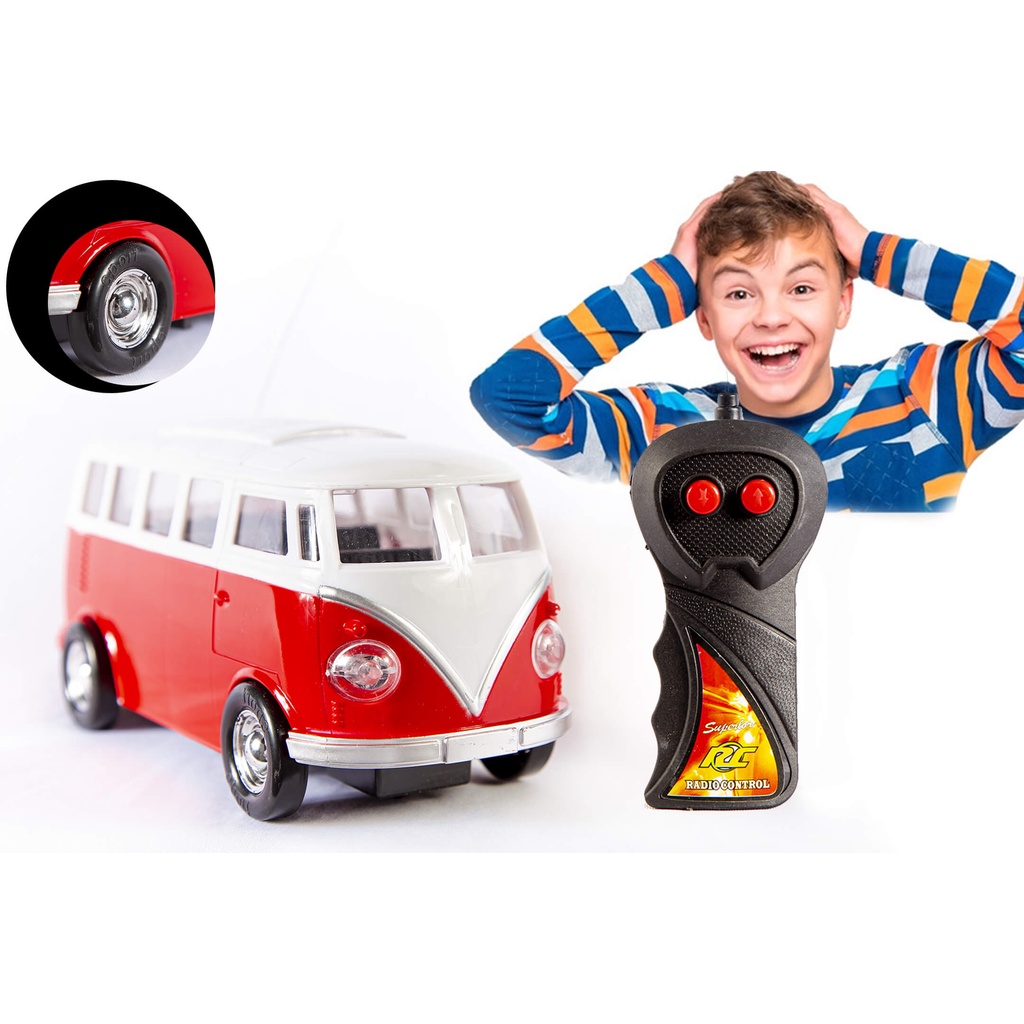 Carrinho de Controle Remoto Kombi Retrô com Luz Azul Vermelho e Laranja ...