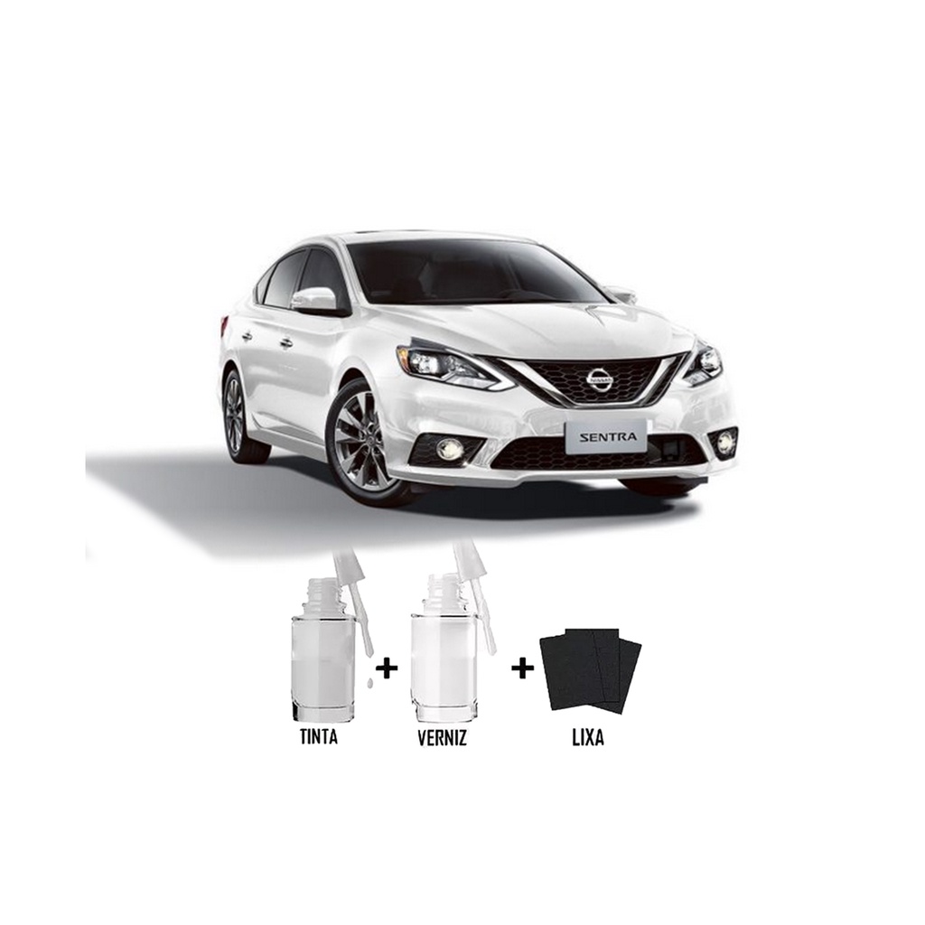 Tinta Tira Risco Automotivo Branco Diamond Nissan + Verniz 15ml