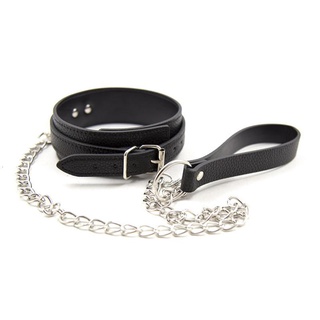Coleira Erotica Em Couro Com Guia E Corrente Inox Sado Bdsm Sex Shop