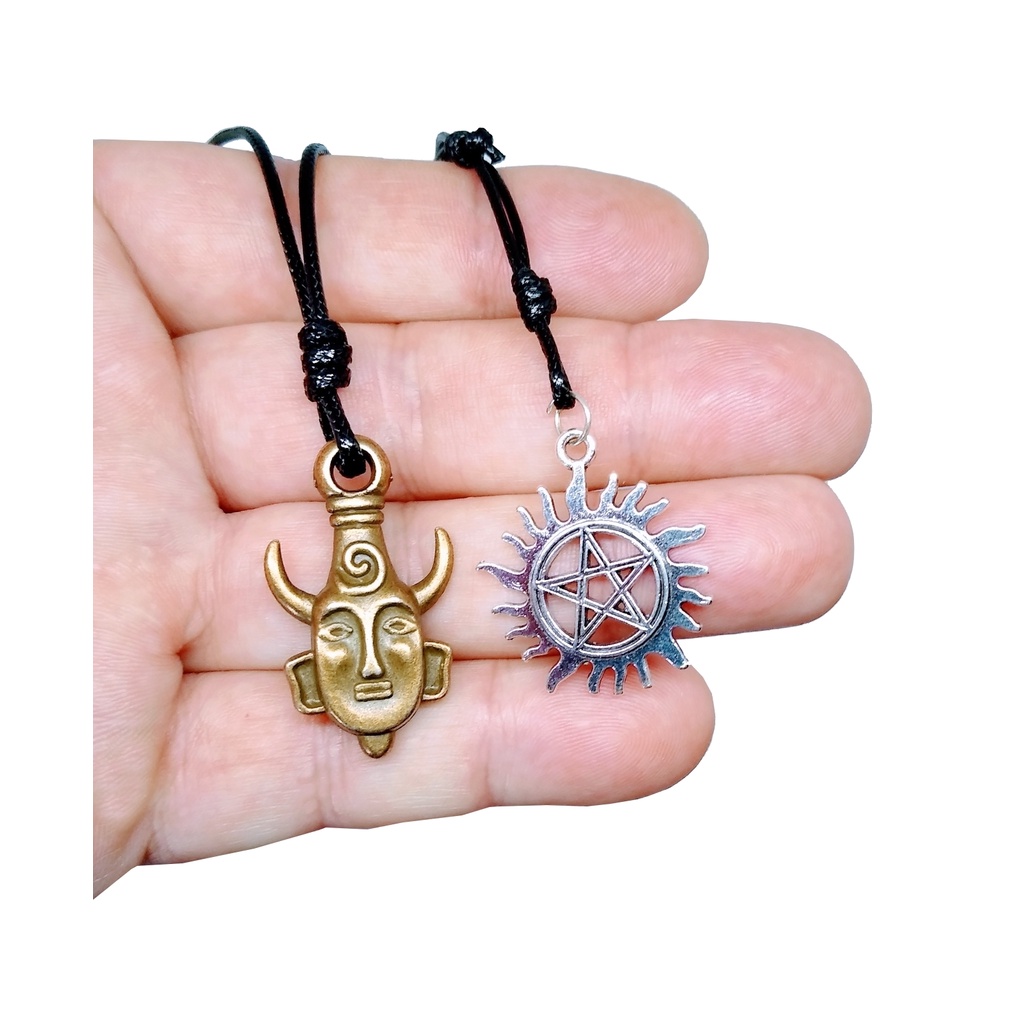 colar anti-possessão + amuleto do Dean Winchester supernatural cordão ajustável em Oferta na Shopee