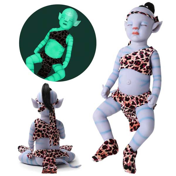 Bebe Reborn Avatar 100 Silicone 53cm Brilha No Escuro Shopee Brasil