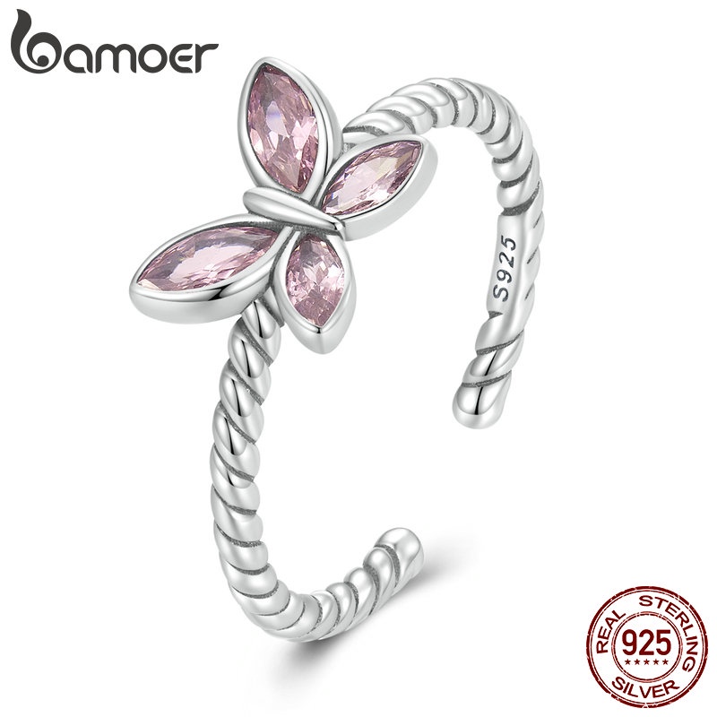 Anel Bamoer 925 Prata Rosa Borboleta Trançada Jóias Da Moda Para Mulheres Presente em Oferta na Shopee