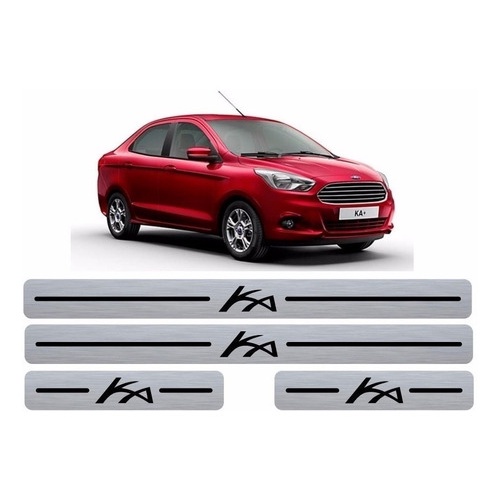 Jgo Soleira Ford Ka + Ka Sedan Adesivo Escovado Aço Textura