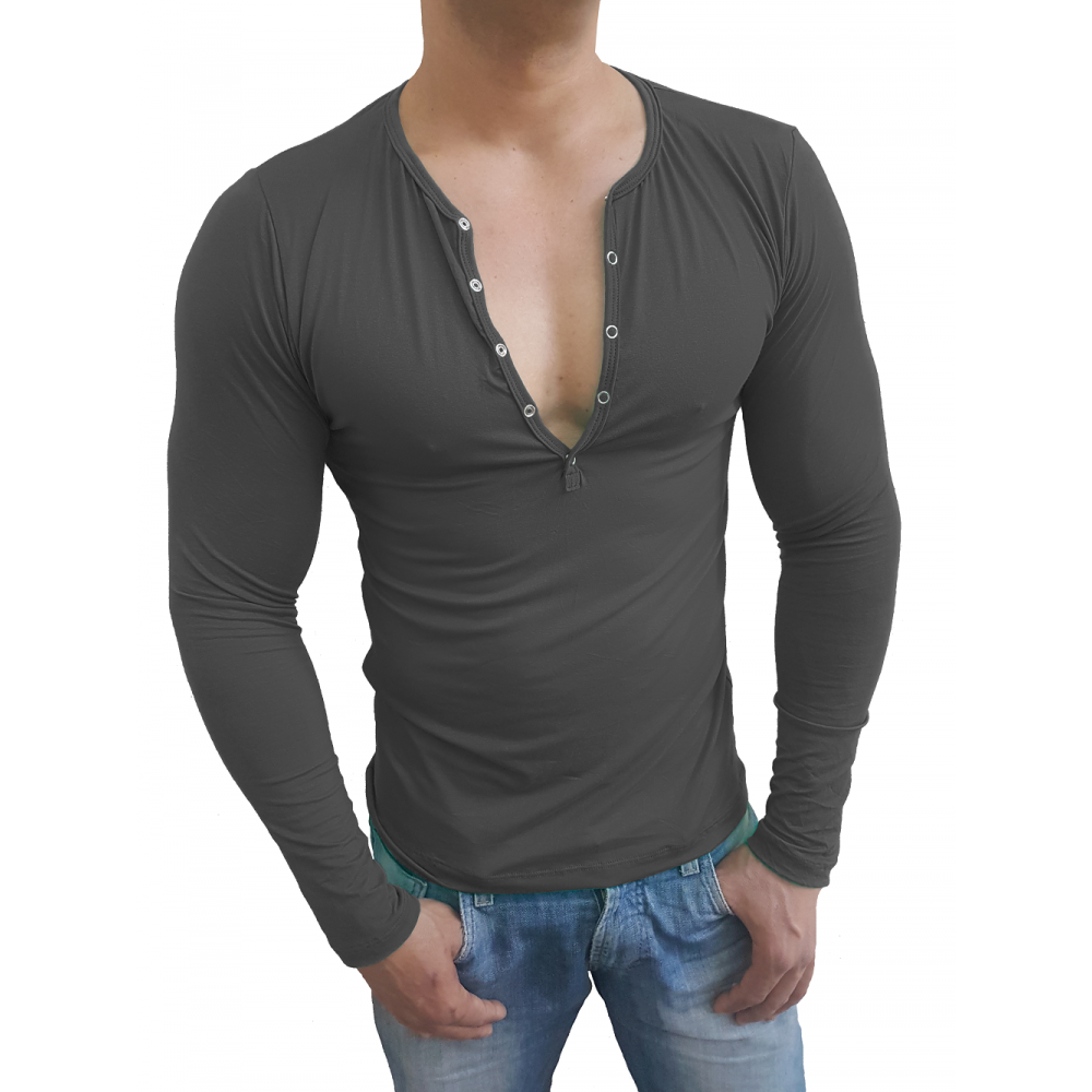 Camiseta Masculina Slim Botão Pressão Manga Longa NF