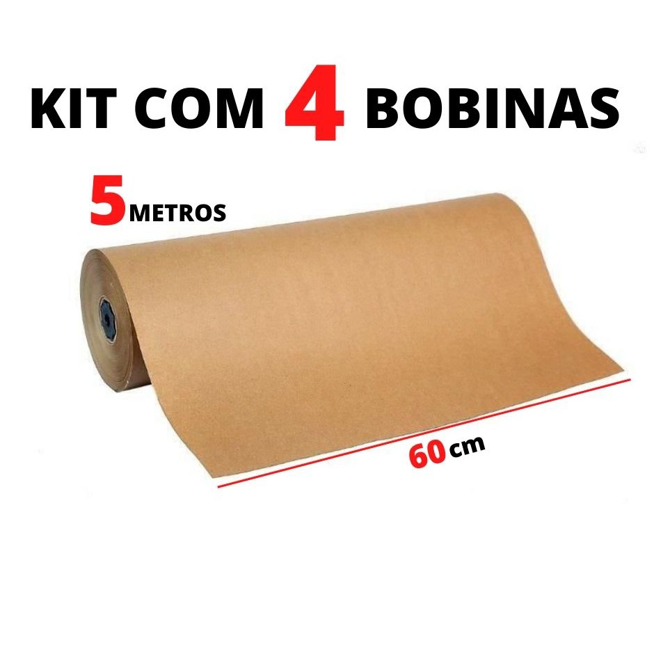 Papel Kraft 80g C 60cm De Largura X 5 Metros De Comprimento P Embalagem Monolúcido Kit Com 4692