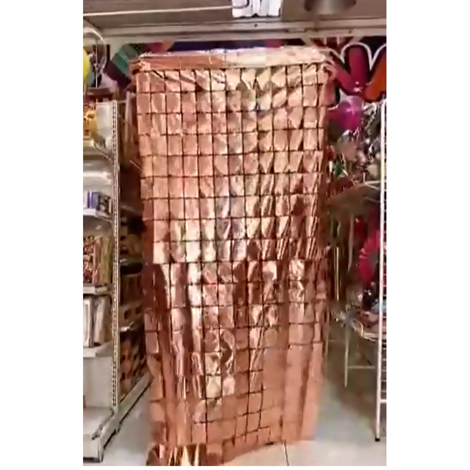 Enfeite Cortina Metalizada Shimmer Rose Gold Lançamento 2m Altura por 1m Largura Cortinas