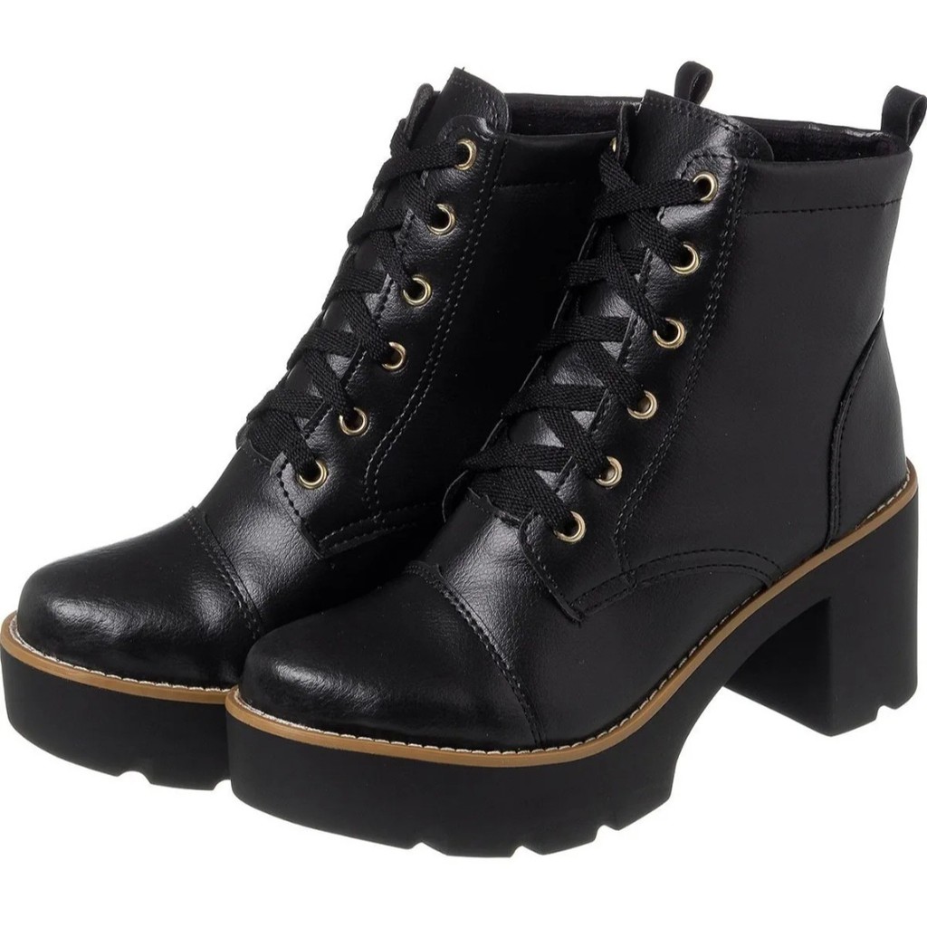 Coturno Sola De Vira Cano Alto Preto Sintético