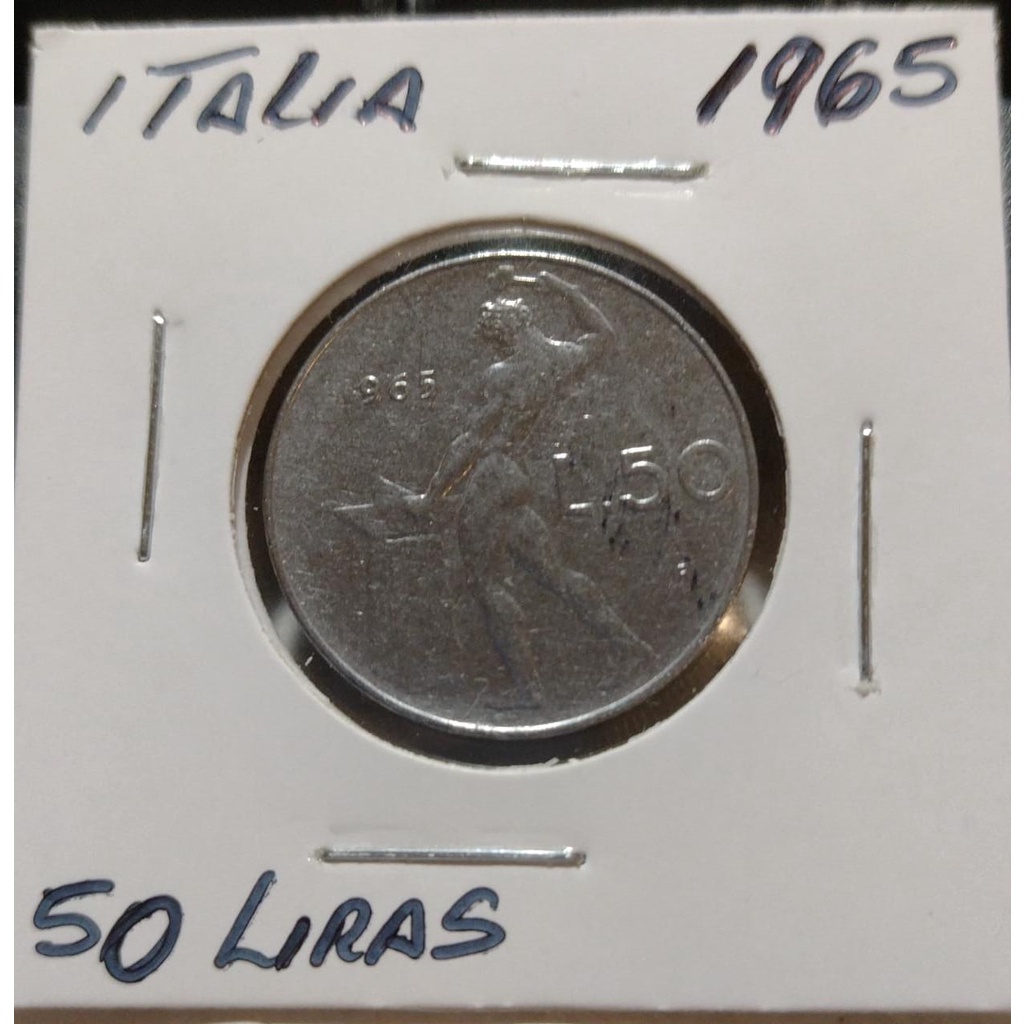 MOEDA ITÁLIA 1965 - 50 LIRAS - INOX - Y095
