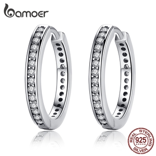 Bamoer 2021 Flash Ofertas 4 Cores 925 Sterling Silver Cz Simples Feminino Hoop Brincos De Jóias Para As Mulheres Jóias De Prata Esterlina Pas456