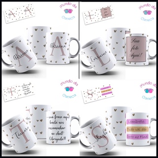 Caneca Personalizada com sua Inicial e seu Nome com Frase ou Foto (Temos Todas as Iniciais)