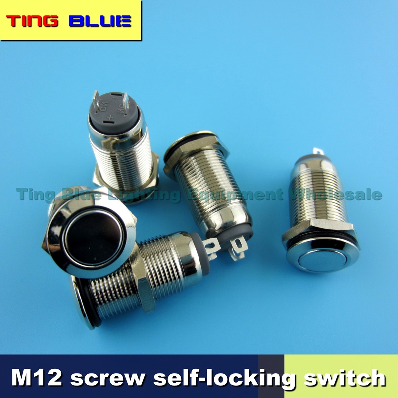 (1pc/5pçs) Interruptor De Botão Metal Auto-Locking M12 LED De Mesa ...