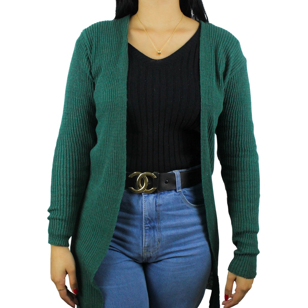 green ladies cardigan