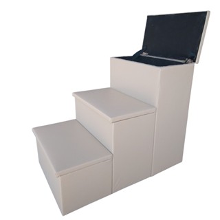 Escada baú pet 3 degraus em madeira e corino escadinha cachorro e gato em Oferta na Shopee