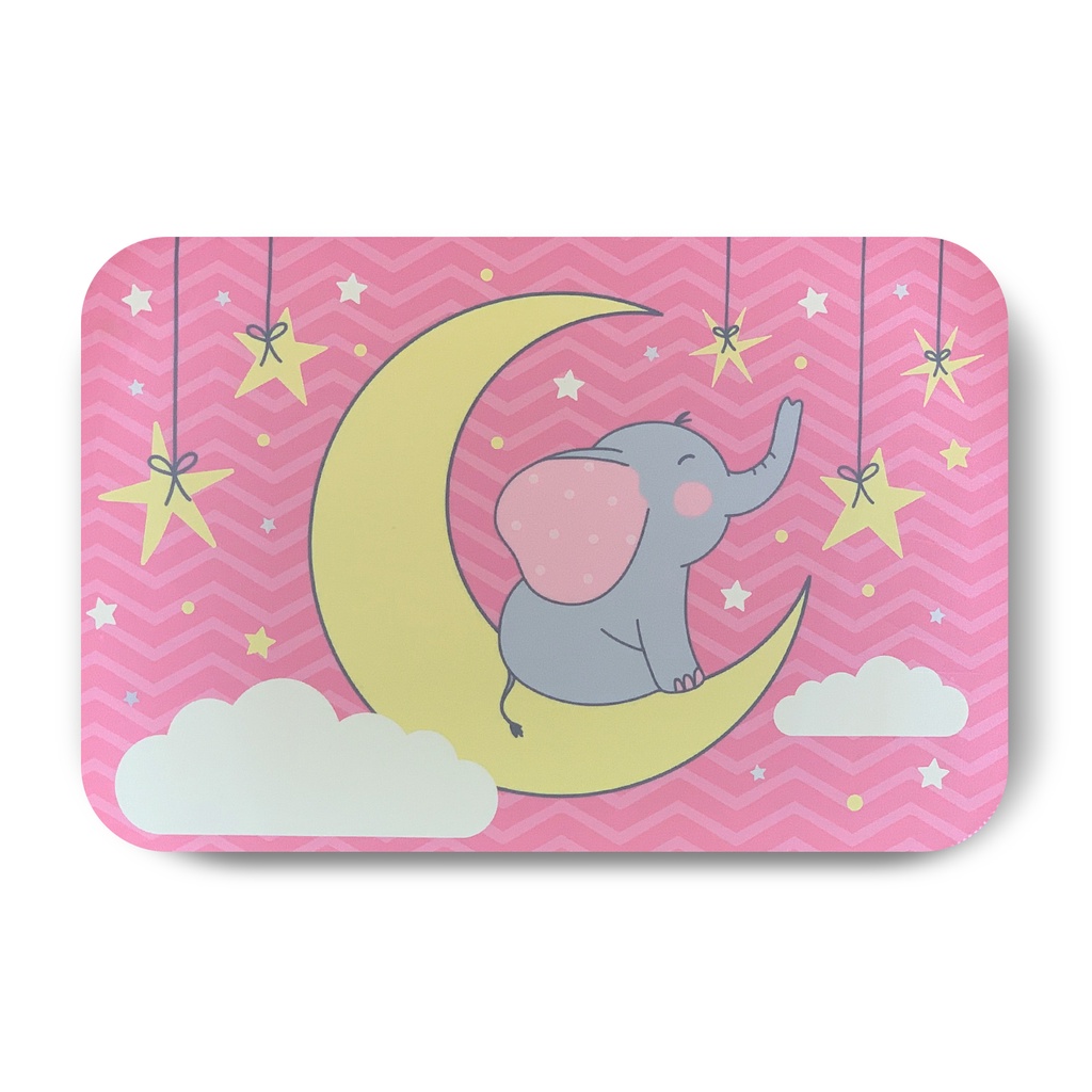 Tapete Infantil para Quarto Elefante Fundo Rosa 40x60cm