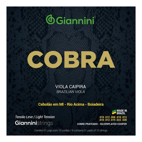 Encordoamento Cordas De Viola Giannini Cobra Tensão Leve  Cebolão Em Mi