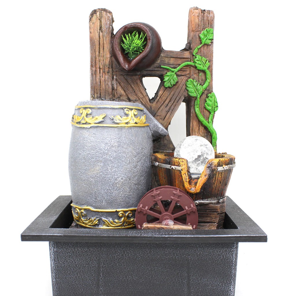 Fonte de Água Decorativa Resina Cascata Iluminação de Led Bivolt GT758 Lorben