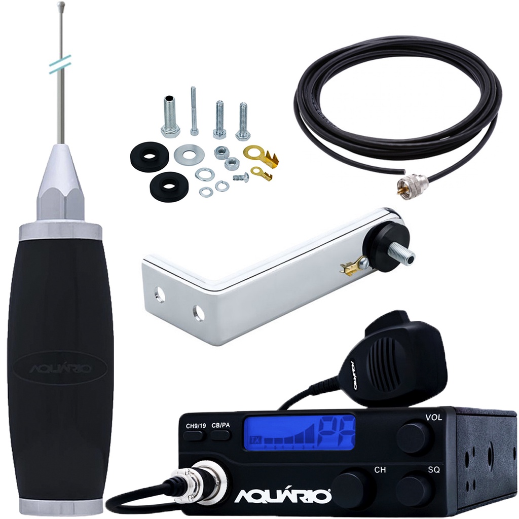 Radio Móvel Px 40 Canais AM Antena Maria Mole 2,70m Cabo 5,5m Suporte em L Universal Parafusos Fixação