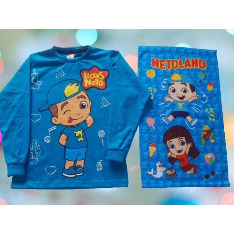 Kit Camiseta Manga Longa Infantil +Toalha de Rosto e Mão Infantil Lucas Neto