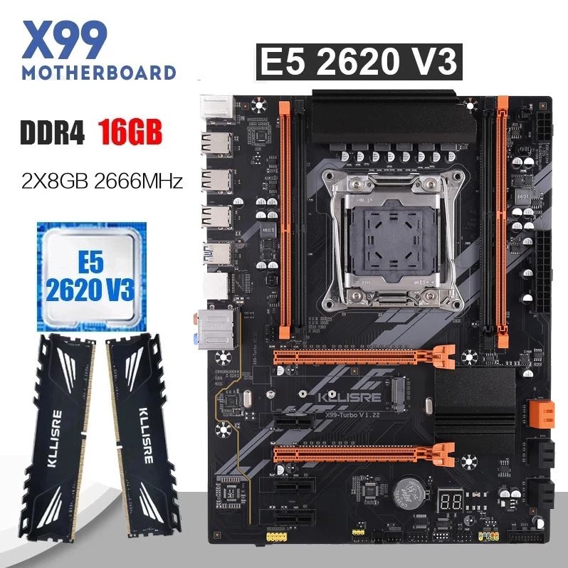 Kit Placa Mãe X99 + Processador Intel Xeon E5-2620 V3 + 16gb de Memória RAM Ddr4 2666mhz Novo com Garantia e Nota Fiscal