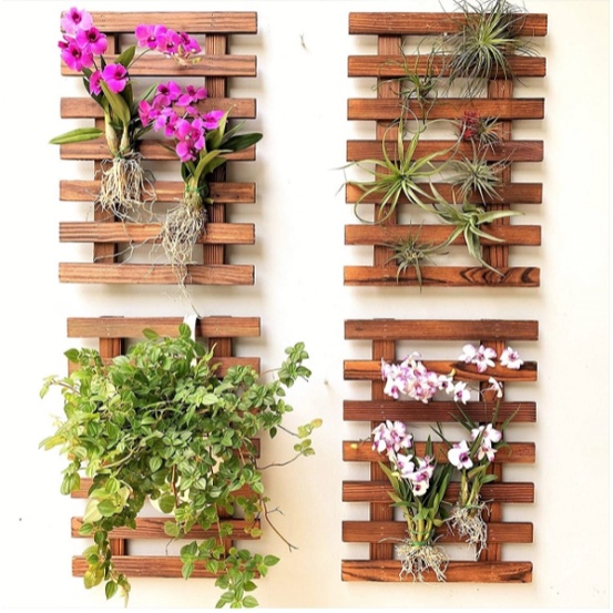 Painel Suporte Vertical de Madeira Pendurar Planta Grade, Horta Palet Estrado Sala, Area, Apartamento Jardim Suspenso Palete