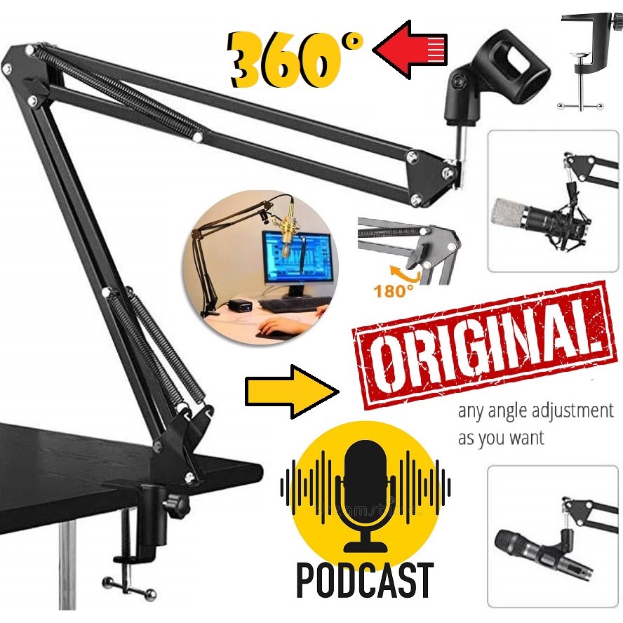 Braço Suporte Móvel de Mesa Profissional Articulado Para Microfone Condensador Estúdio Rádio Pedestal Articulável Girafa