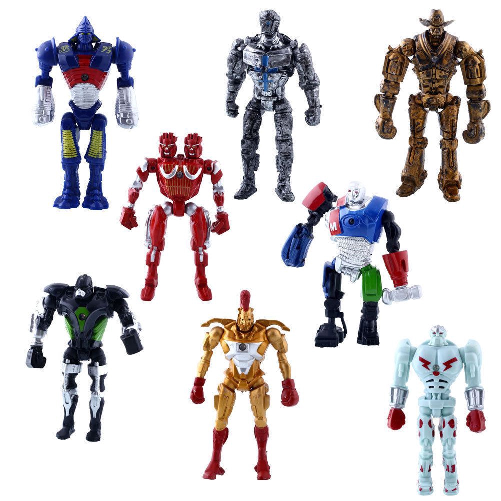 8x Real Steel Movie Atom Noisy Boy Midas Twin Cities Zeus PVC Action Figure