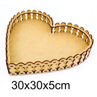 Bandeja Pérola Modelo Coração em Mdf Cru - Tamanho G 10 uni em Oferta na Shopee