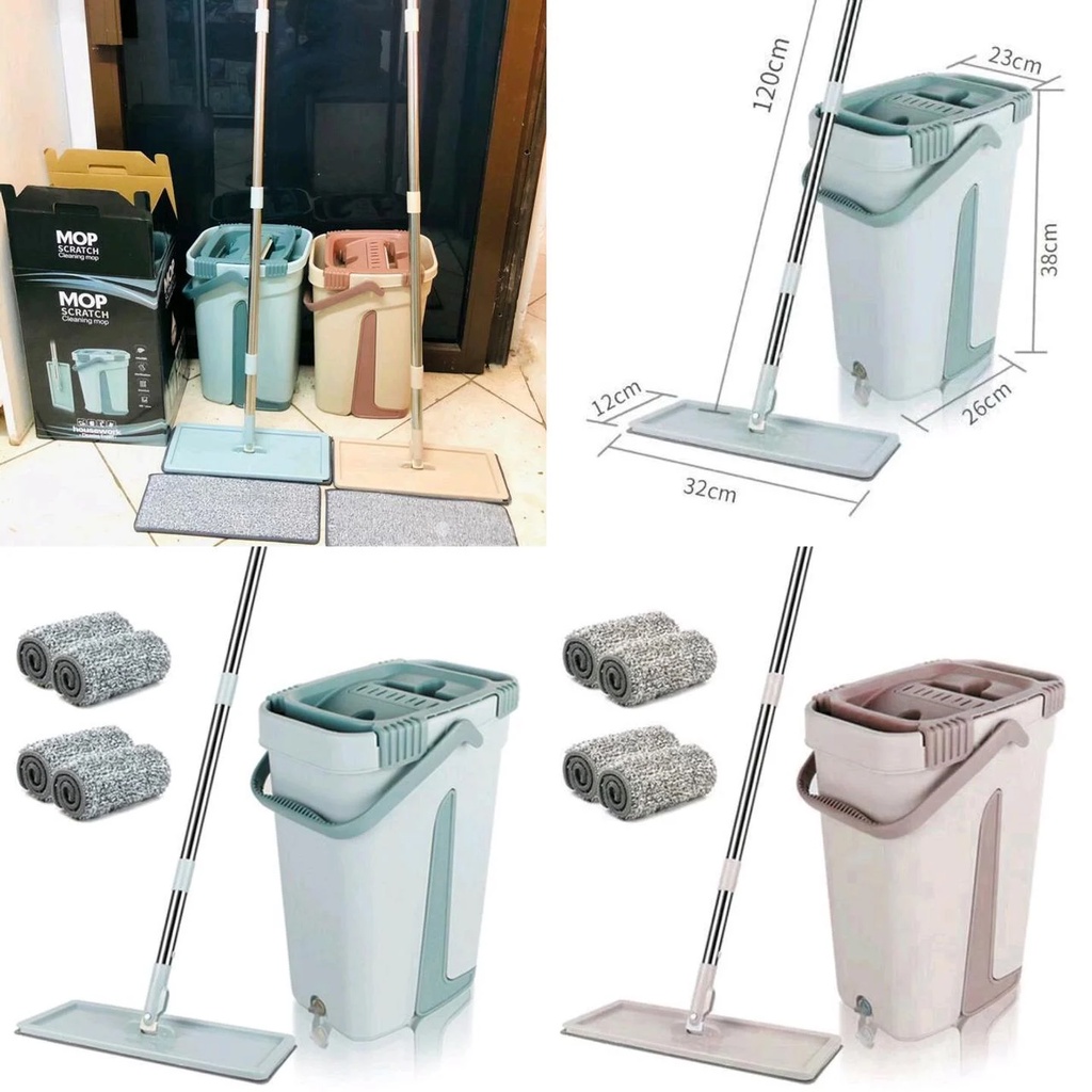 Rodo Flat Mop E Balde Lava E Seca Profissional Com 2 Refil Limpa