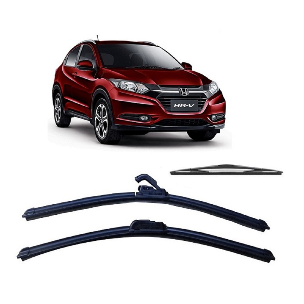 Kit 3 Palhetas para Limpador de Parabrisa Dianteiro + Traseiro Honda HRV ano 2015 2016 2017