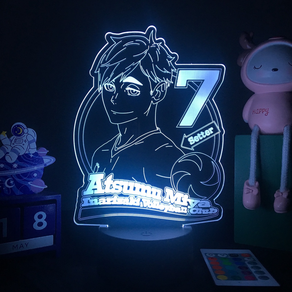 Anime Haikyuu Miya Atsumu Figure Luminária LED 3D Noturna Presente e Decoração