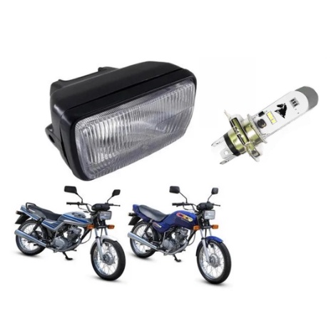 Farol Completo Moto Cg Titan Today 83 Á 99 Com Lâmpada Led Super Branca Stalion