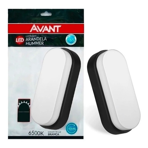 18 Arandela Tartaruga Led Preta 12w Avant 6500k Branco Frio Hummer Luminaria Iluminação Decoração