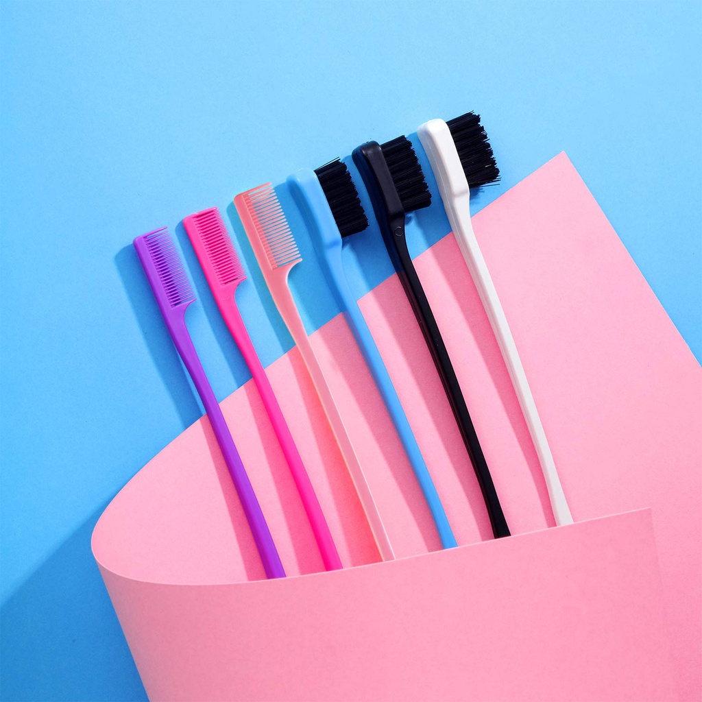 Escovinha Pente Para Sobrancelha Com Escova Para Penteado Baby Hair Preto em Oferta na Shopee