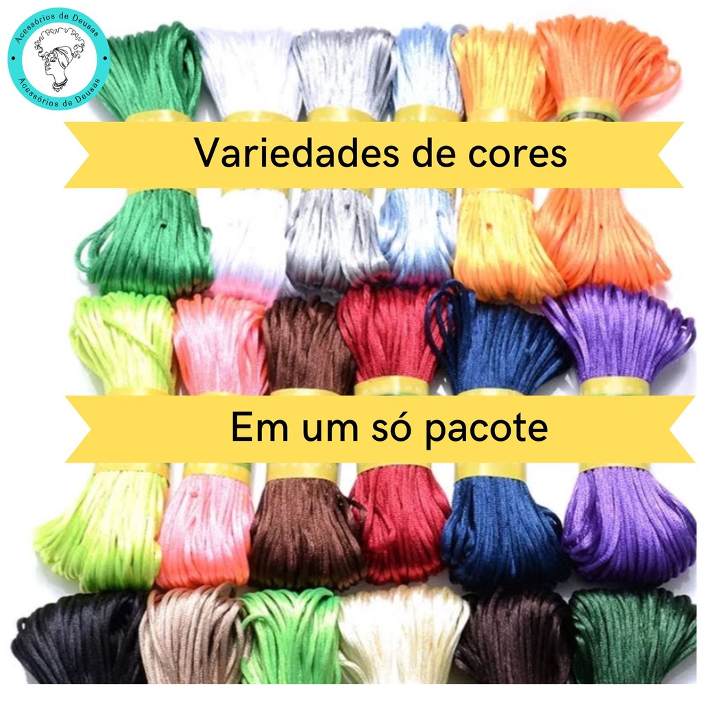 Conjunto infantil de fitas para cabelo /Kit de fitas de cetim para crianças/ Pacote de Fio de Cetim colorido / Acessórios para trancista mirim Artesanato DIY pulseira macrame Itens de trancista