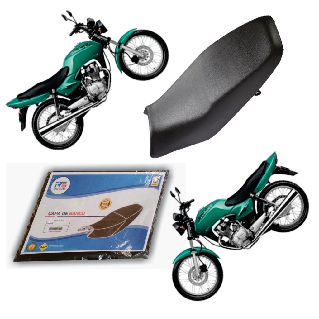 Capa De Banco Moto Honda CG 125 KS ES Titan 2000 Titan 125 KS ES Fan 2000/2008 Preta (Sem Logo Honda)