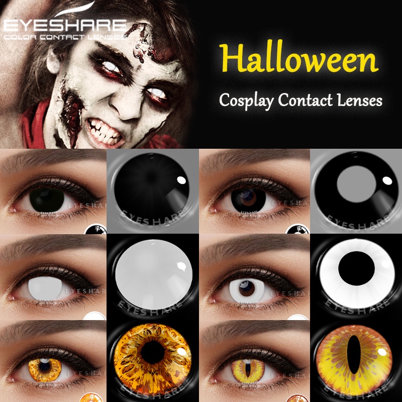 EYESHARE Cosplay Cor Lentes De Contato Para Os Olhos 2 Pcs Lente Colorida Preta Dia Das Bruxas Anime Y-Início Beleza