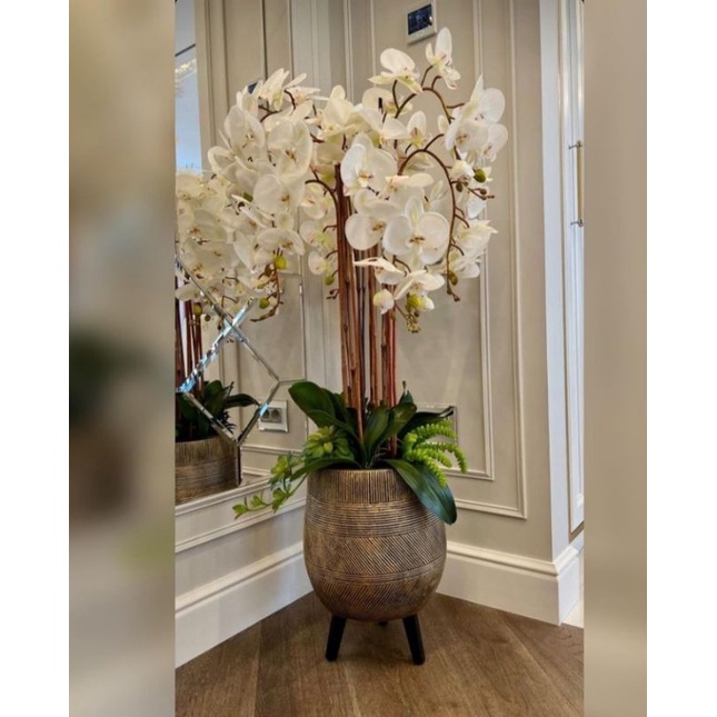 orquídea artificial toque real cor branca 6 unidades o vaso não acompanha |  Shopee Brasil
