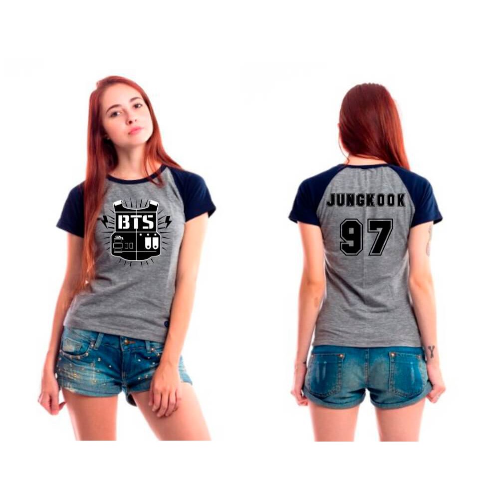 Blusa Baby Look Raglan Bts Feminina Jungkook 97 Bts Personalizada Camiseta
