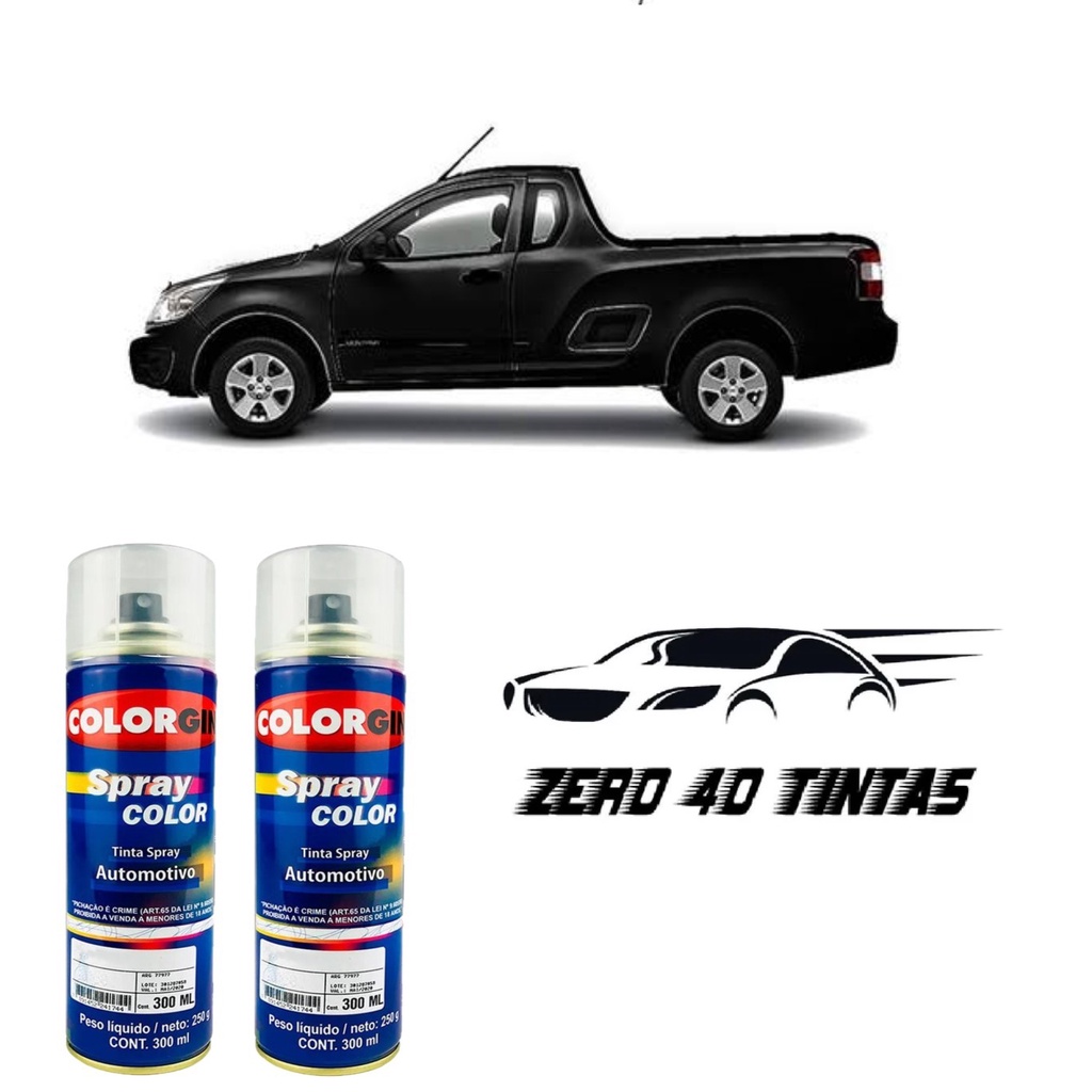 Tinta Automotiva Spray Preto Ouro Negro GM + Verniz 300 ml + lixa para reparos