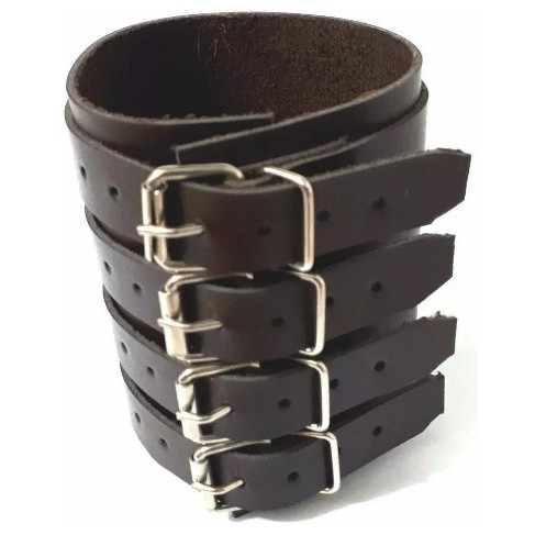 Braceletes / Pulseira 4 Fivelas Em Couro, Rock Punck, Funk em Oferta na Shopee