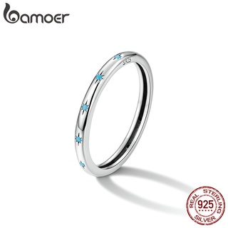 Bamoer Anel De Prata 925 Embelezado Acessório Feminino